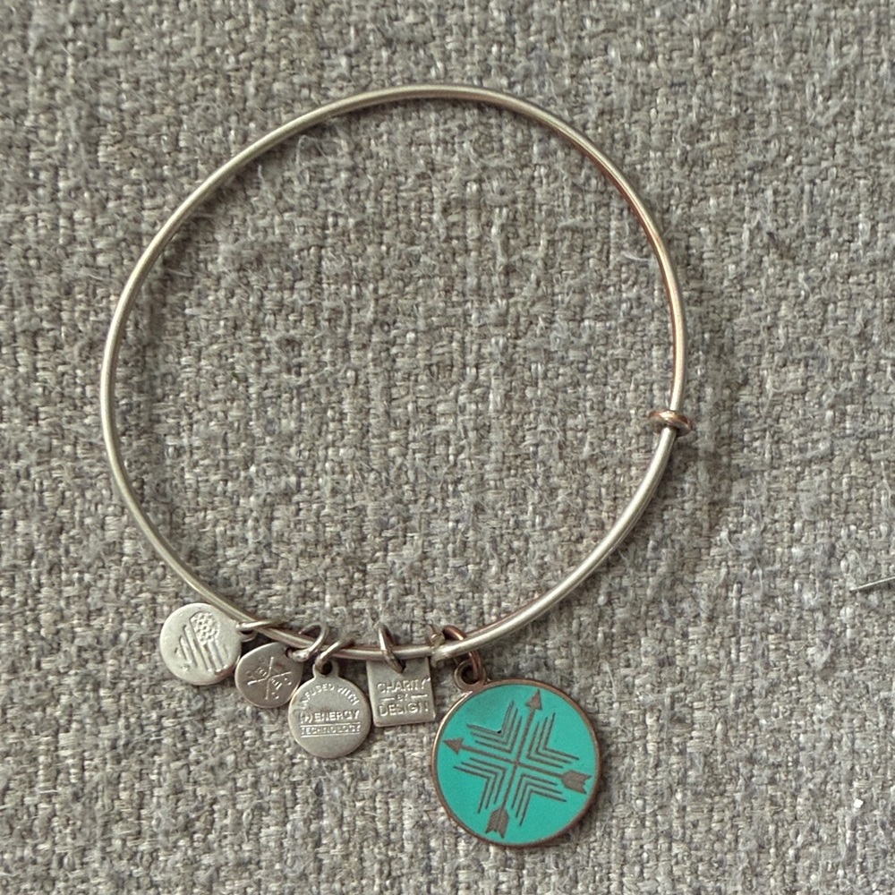 Silver Bangle Bracelet with Charms